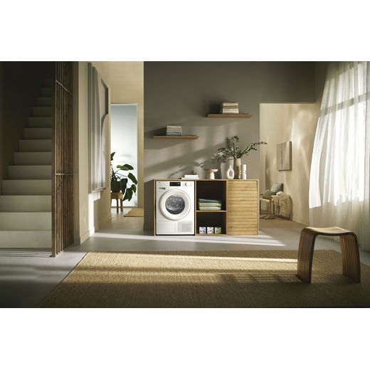 Miele T1 EcoSpeed TSD643 WP Wifi Connected 8Kg Heat Pump Tumble Dryer - White - Tumble dryer in laundry room
